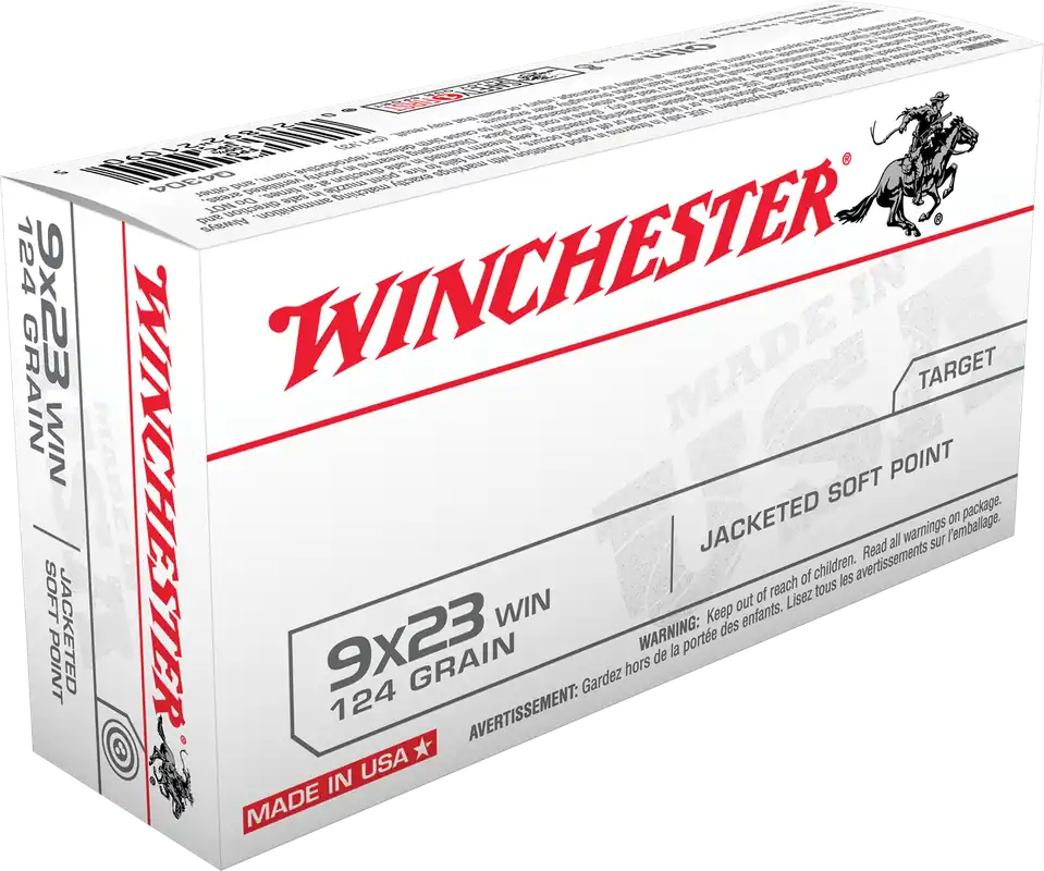 Winchester Ammo USA 9x23 Win 124 gr Jacketed Soft Point (JSP) 50 Bx/10 Cs