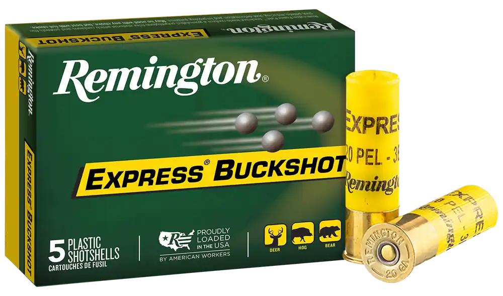 Remington Express Buckshot 20ga 2.75" 3 Buckshot 20-Pellet 5 Shells Per Box