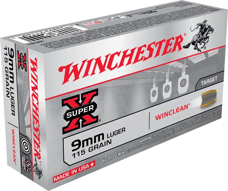 Winchester Ammo Super-X 9mm Luger 115 gr Winclean Brass Enclosed Base 50 Bx/10 Cs