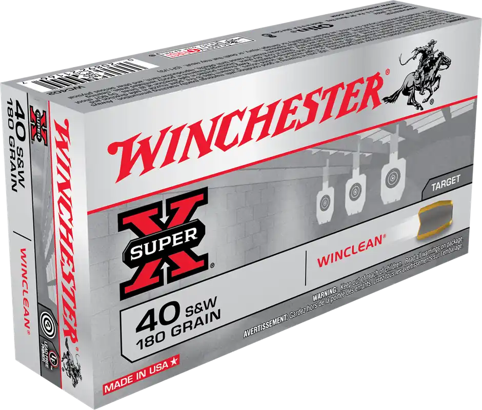 Winchester Ammo Super-X 40 S&W 180gr Winclean FMJ 50rd Box
