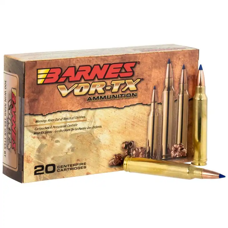 Barnes Bullets VOR-TX 300 Win Mag 165 gr Tipped TSX Boat-Tail Ammo - 20/Box