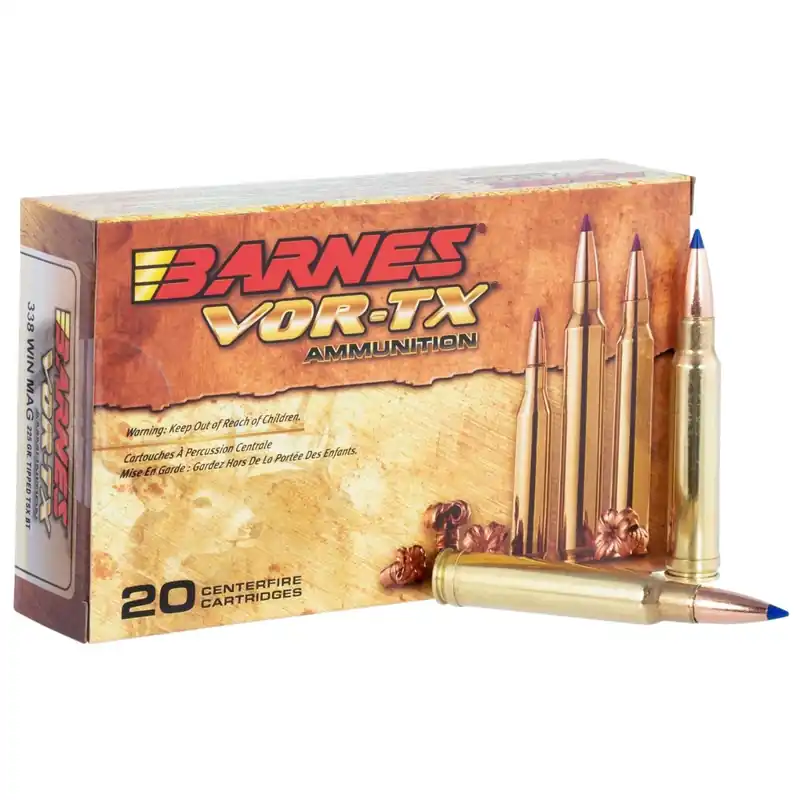 Barnes Bullets VOR-TX 338 Win Mag 225 gr Tipped TSX Boat-Tail Ammo - 20/Box