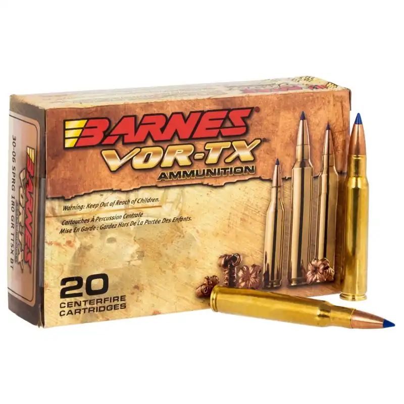 Barnes Bullets VOR-TX 30-06 Springfield 180 gr Tipped TSX Boat-Tail Ammo - 20/Box