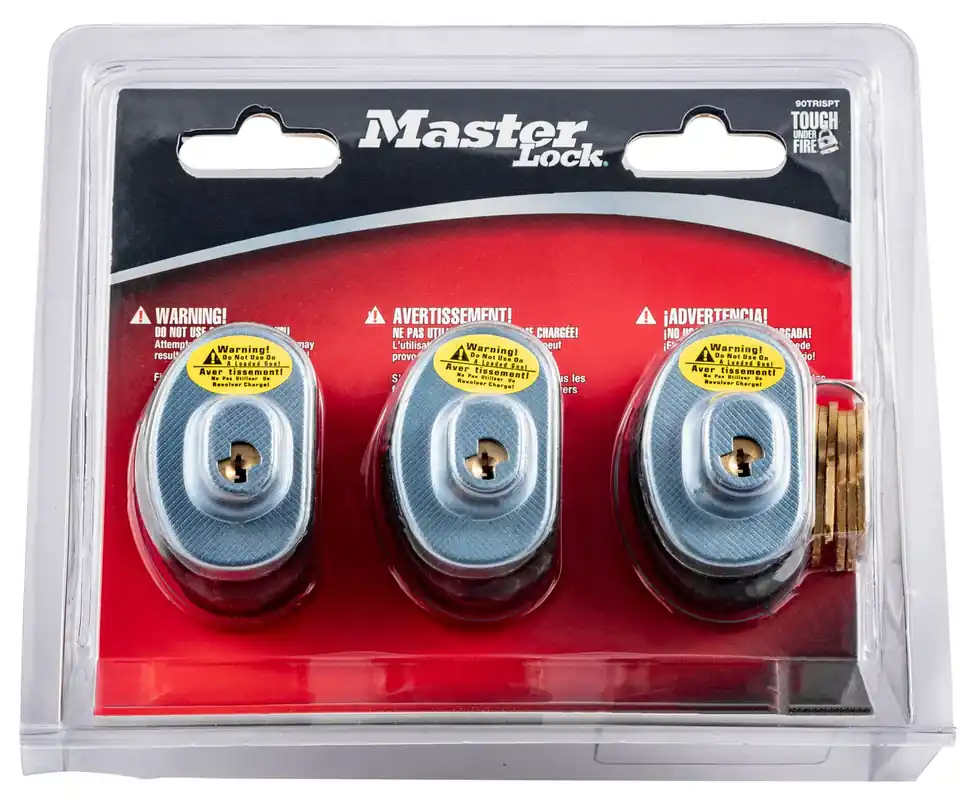 Master Lock Trigger Lock Keyed Alike Open With Key Gray Steel/Zinc 3 Per Pack