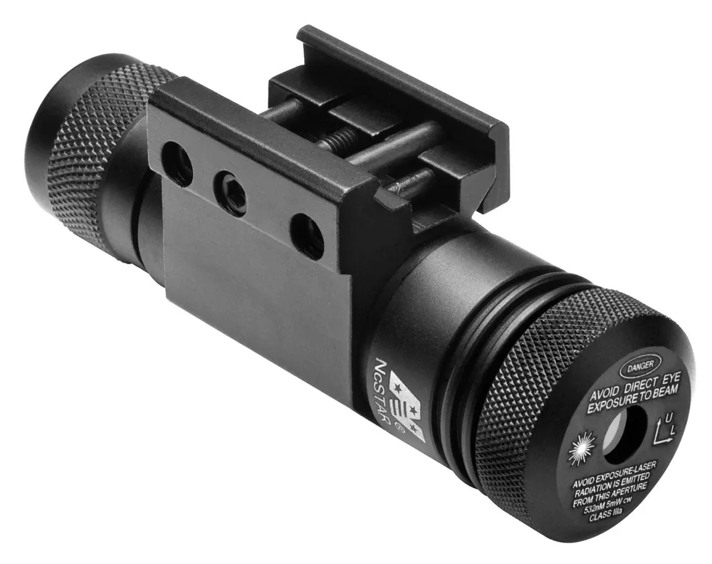 NcStar Full Size Laser 5mW Green Laser with 532nM Wavelength & Made of Black Anodized Aluminum Includes Weaver Style Clamp