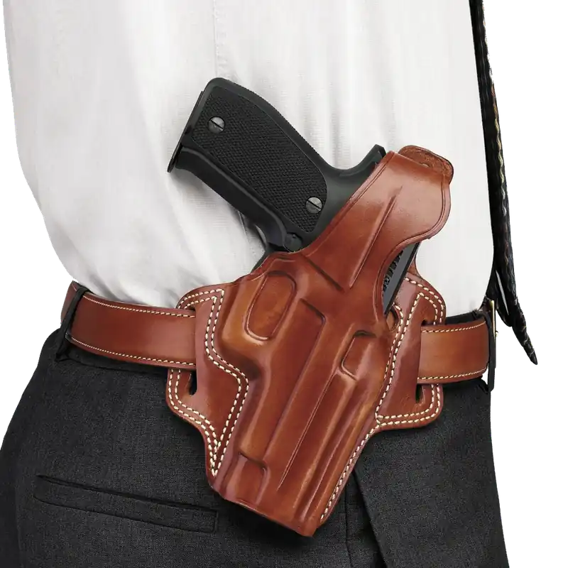 Galco Fletch High Ride Tan Leather Belt S&W L Frame RH