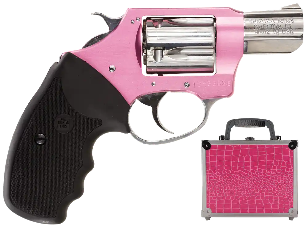 Charter Arms 53839 Undercover Lite Chic Lady 38 Special 5rd 2" High Polished Stainless Barrel & Cylinder Pink Aluminum Frame with Black Rubber Grip Includes Faux Alligator Case