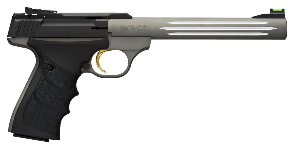 Browning Buck Mark Lite *CA Compliant 22 LR Caliber 7.25" Fluted Barrel, 10+1 Capacity, Matte Gray Finish Aluminum Frame, Matte Black
