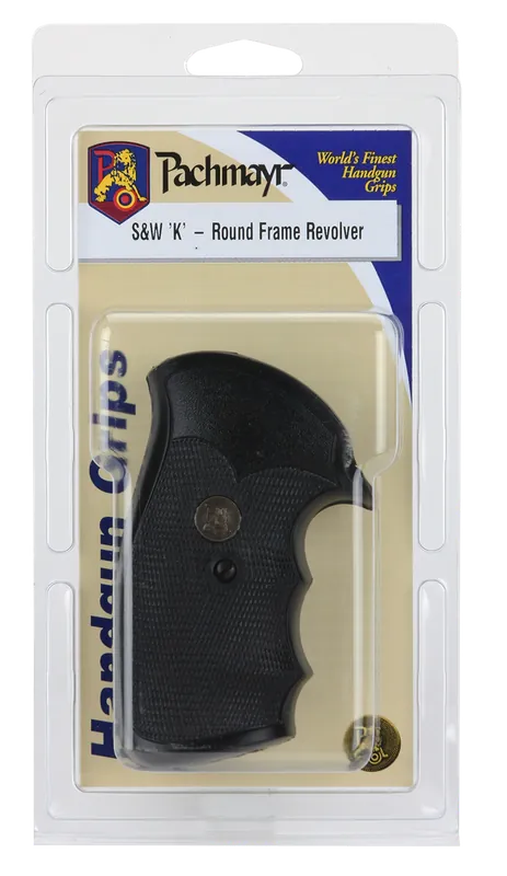 Pachmayr Gripper Grip Checkered Black Rubber with Finger Grooves for S&W K/L Frame with Round Butt