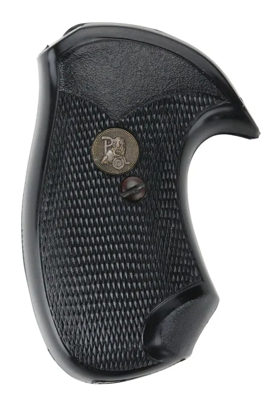 Pachmayr Compact Grip Checkered Black Rubber with Finger Grooves for Small Rossi Revolvers