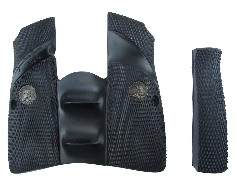 Pachmayr Signature Grip Wraparound Checkered Black Rubber with Backstrap & Finger Grooves for Browning Hi-Power