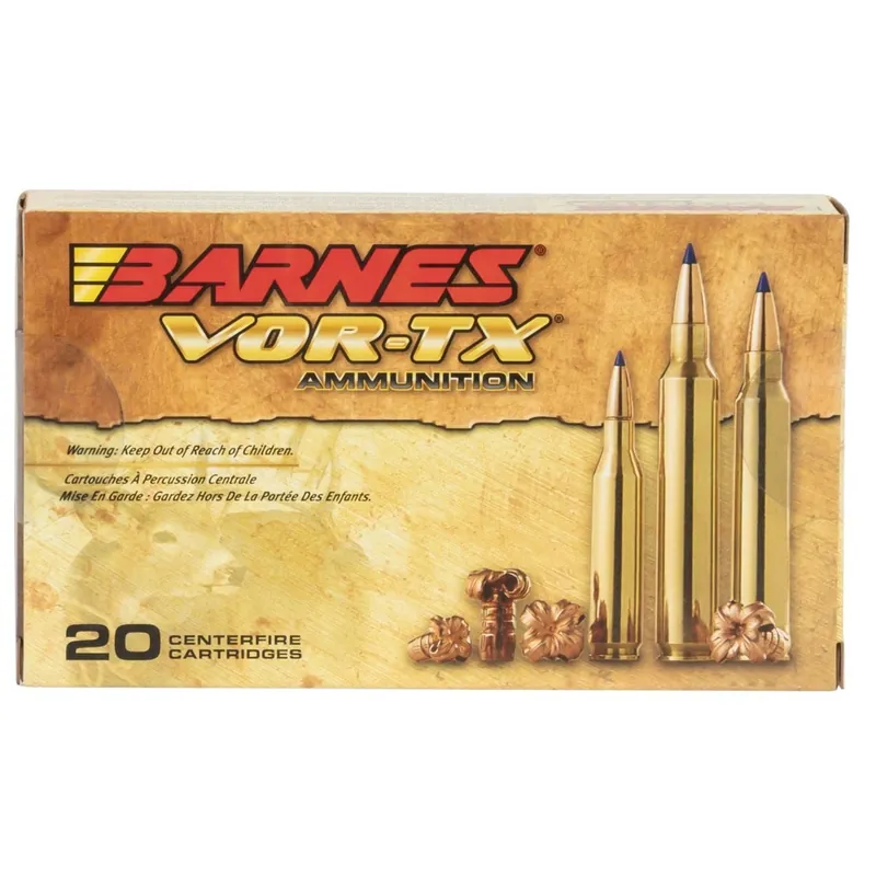 Barnes Bullets VOR-TX 338 Win Mag 210 gr Tipped TSX Boat-Tail Ammo - 20/Box