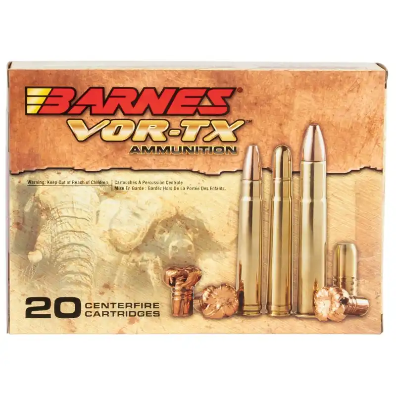 Barnes Bullets VOR-TX Safari 458 Lott 500 gr TSX Flat Base Ammo - 20/Box