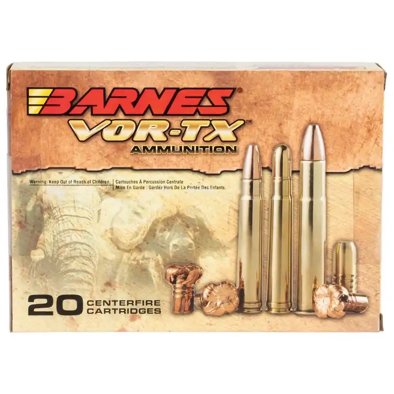 Barnes Bullets VOR-TX Safari 470 Nitro Express 500 gr TSX Flat Base Ammo - 20/Box