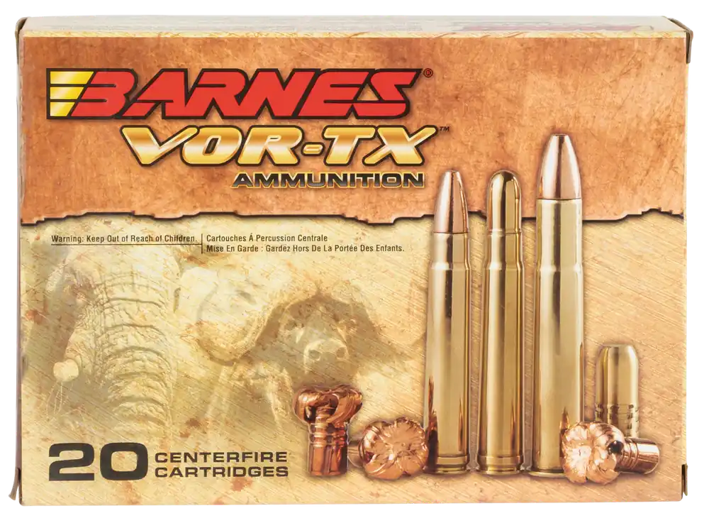 Barnes Bullets VOR-TX Safari 500 Nitro 570 gr Round Nose Banded Solid Ammo -20/Box