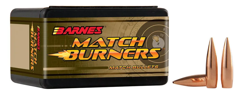 Barnes Bullets Match Burners 22 Cal .224 85 gr Match Burners Boat-Tail 100 Per Box