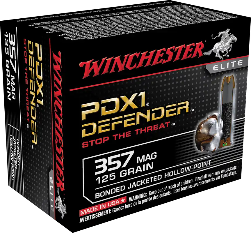 Winchester Ammo Defender 357 Mag 125 gr Bonded Jacket Hollow Point 20 Bx/10 Cs