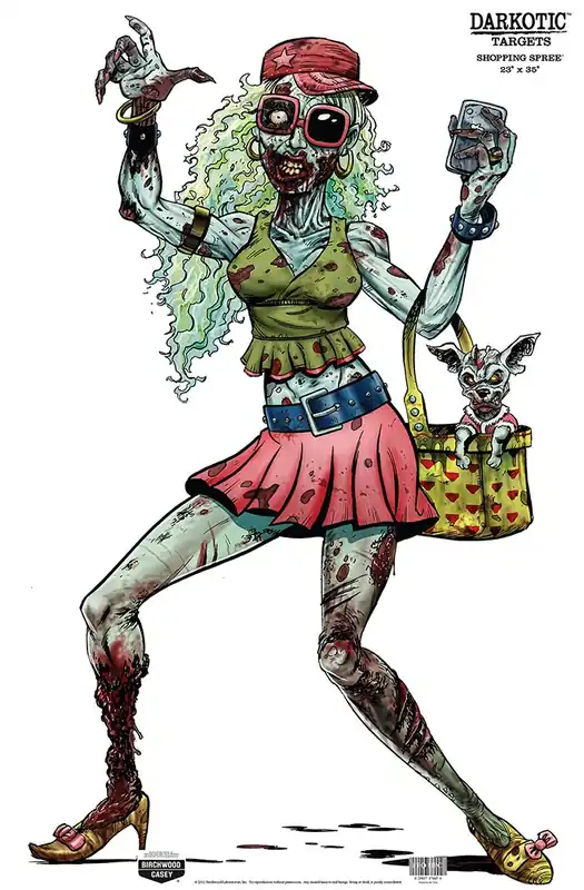 Birchwood Casey Darkotic Shopping Spree Zombie Valley Girl Paper Hanging Universal 12" x 18" Multi-Color 8 Per Pkg