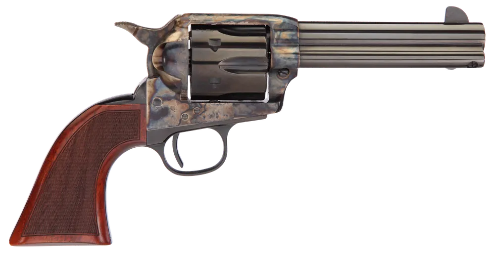 Taylors & Company 550825 Runnin Iron 357 Mag Caliber with 4.75" Blued Finish Barrel, 6rd Capacity Blued Finish Cylinder, Color Case Hardened Finish Steel Frame & Checkered Walnut Grip