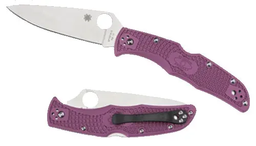 Spyderco Endura 4 Lightweight 3.75" Folding Clip Point Plain VG-10 SS Blade Purple Bi-Directional Texturing FRN Handle Includes Pocket Clip