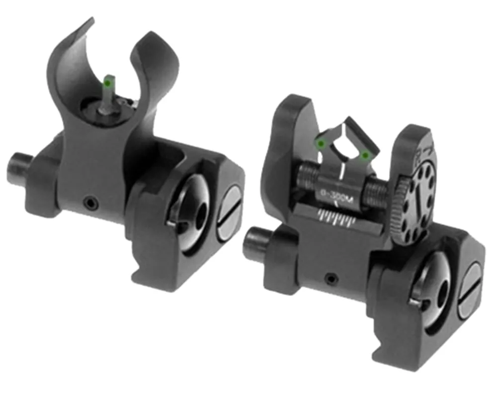 Troy Ind Tritium BattleSights Micro Set Green M4 Front, Green Dioptic Rear Black for FN SCAR, HK 417/416, IAR, Sig 556 Pistol/Carbine, POF 416, Robinson Armament XCR