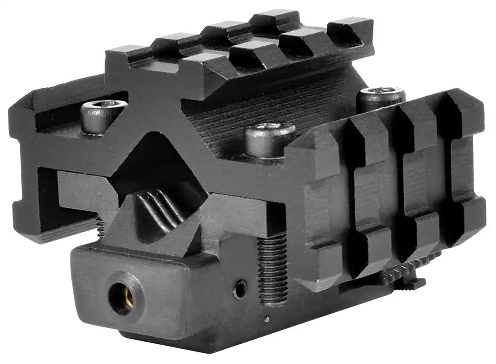 NcStar Red Laser 5mW with 635-655nM Wavelength, Black Finish & Tri-Rail Universal Barrel Mount fits most Standard Rifle Barrel Diameters