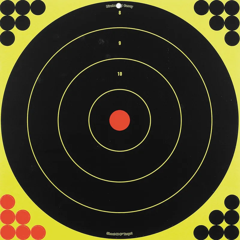 Birchwood Casey 34185 Shoot-N-C Self-Adhesive Paper Air Rifle/Centerfire Rifle/Rimfire Rifle Black/Yellow 200+ yds 17.25" Bullseye Includes Pasters 5 Pack