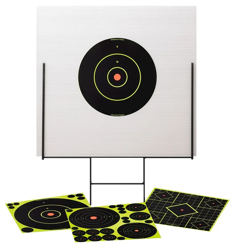 Birchwood Casey Shoot-N-C Portable Range Kit Self-Adhesive Universal Bullseye Includes Plastic Backboard/Steel Frame/Targets