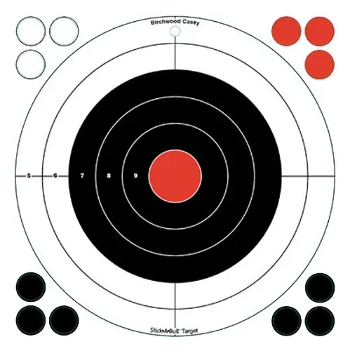 Birchwood Casey Stick-A-Bull Self-Adhesive Paper Black/White Bullseye Includes Pasters 5 Pack