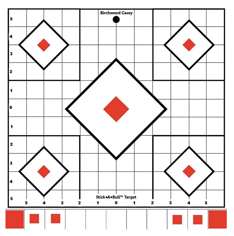 Birchwood Casey Stick-A-Bull Sight-In Self-Adhesive Paper White/Red 5-Diamond Includes Pasters 5 Pack