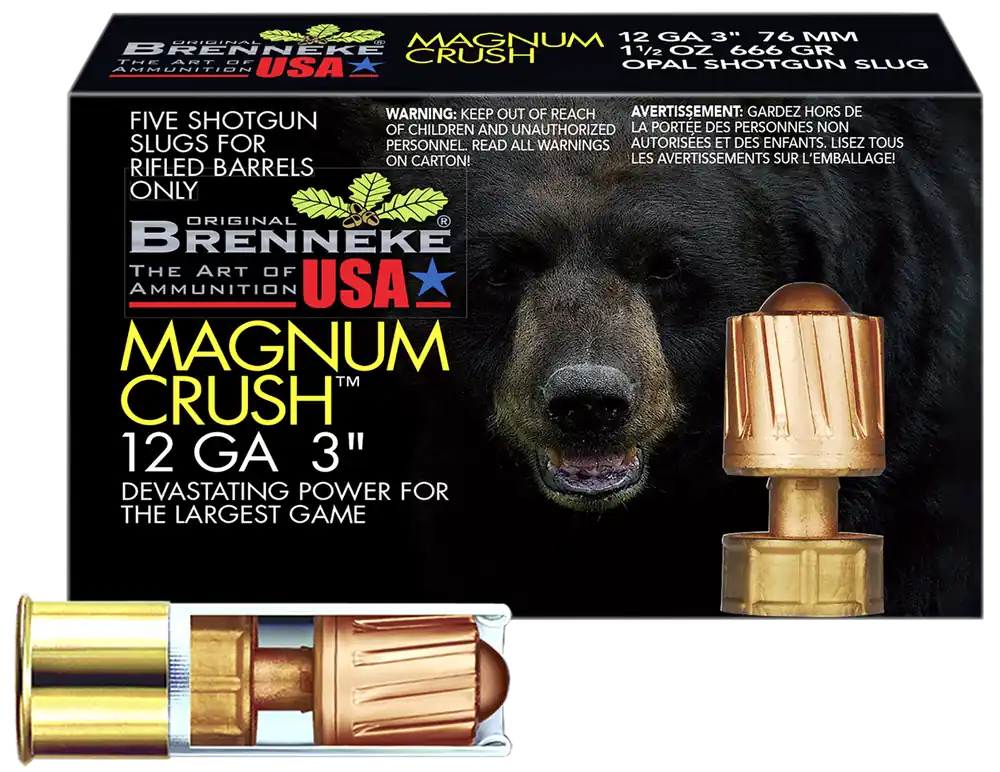 Brenneke Magnum Crush 12 Gauge Ammo 3" 1 1/2 oz Slug Shot 5 Rounds SL123CMR