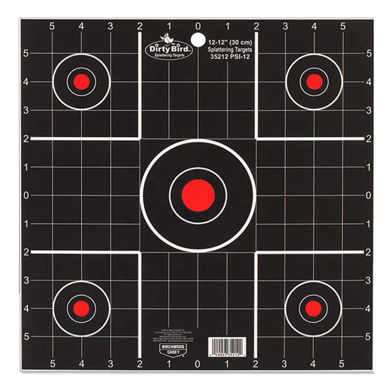 Birchwood Casey Dirty Bird Sight-In Bullseye Tagboard Hanging 12" Black/Red 12 PK