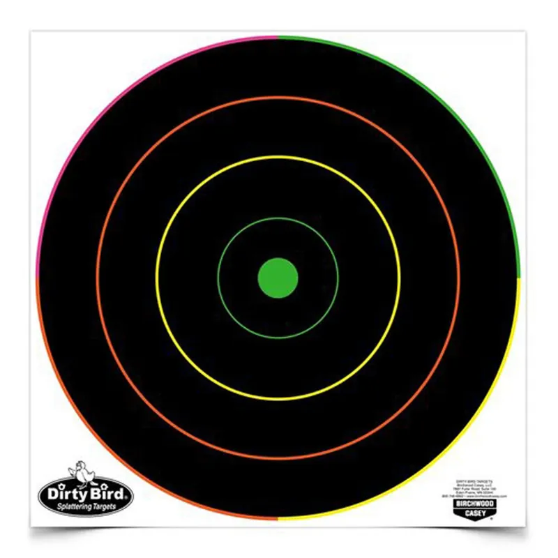 Birchwood Casey Dirty Bird Multi-Color Splattering Target 12" Bullseye Tagboard Hanging Multi-Color 10 Pk.
