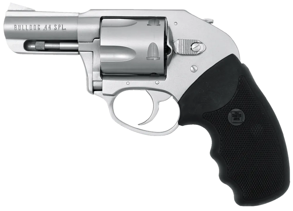 Charter Arms 74410 Bulldog On Duty 44 S&W Spl Caliber with 2.50" Barrel, 5rd Capacity Cylinder, Overall Matte Stainless Steel Finish & Finger Grooved Black Rubber Grip