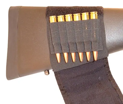 Grovtec US Inc Buttstock Cartridge Holder Flap Rifle 6rd Rounds Black Cordura