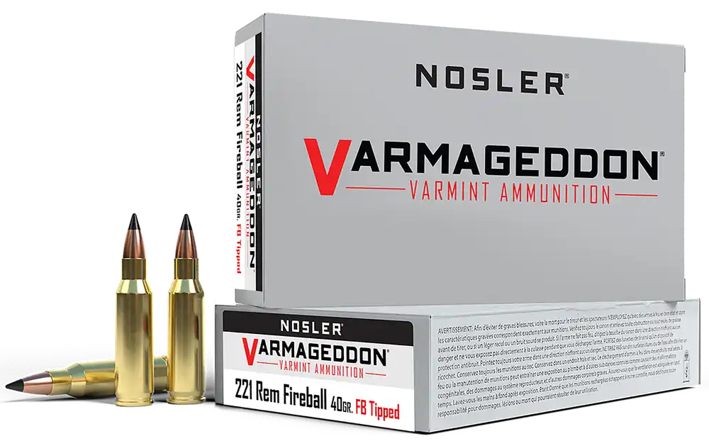 Nosler Varmageddon 221 Rem Fireball 40 gr Flat Base Tipped (FBT) 20 Bx/ 10 Cs
