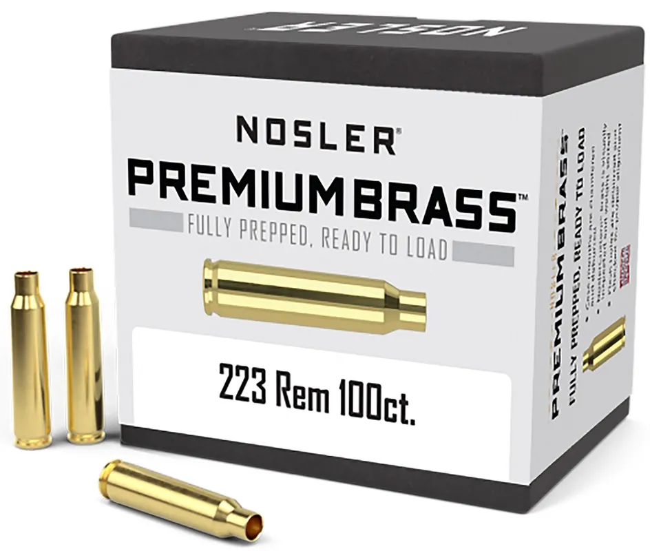 Nosler Premium Brass Unprimed Cases 223 Rem Rifle Brass 100 Per Box