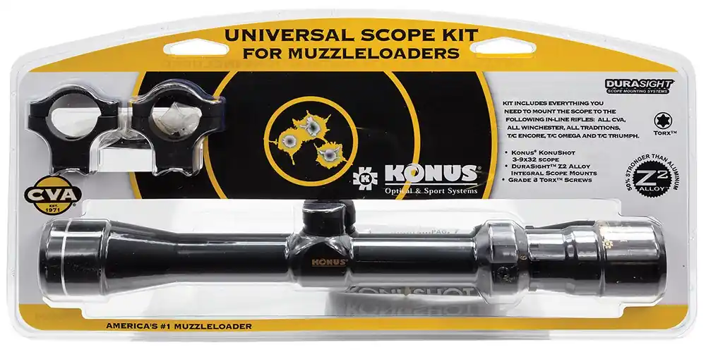 CVA Knous KonuShot Muzzleloader Scope Kit Black Matte Black 3-9x32mm 1" Tube
