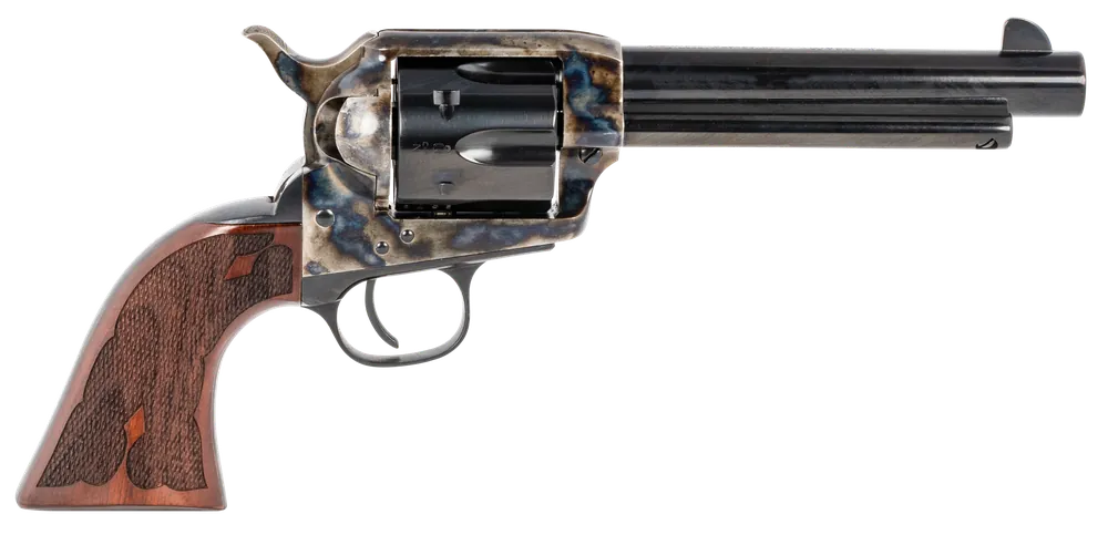 Taylors & Company 555130 Gambler 45 Colt (LC) Caliber with 5.50" Blued Finish Barrel, 6rd Capacity Blued Finish Cylinder, Color Case Hardened Finish Steel Frame & Checkered Walnut Grip