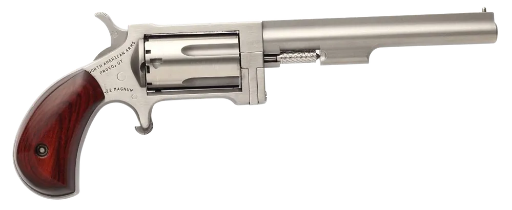 North American Arms SW4 Sidewinder CA Compliant 22 WMR Revolver 4" 5+1 Stainless, Birdshead Grip