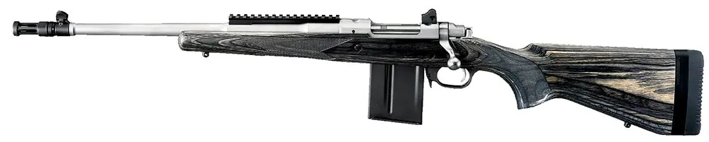 Ruger Scout .308 Win 10+1 18" Matte SS Barrel/Rec Black Laminated Wood Stock Flash Suppressor Steel Sights Pic Rail LH 6821