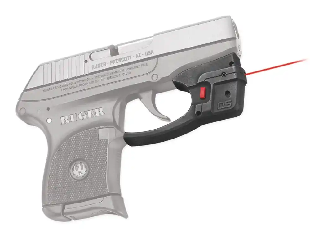 Crimson Trace Defender Accu-Guard 5mW Red Laser with 633nM Wavelength & Black Finish for Ruger LCP (Except LCP II Variant)