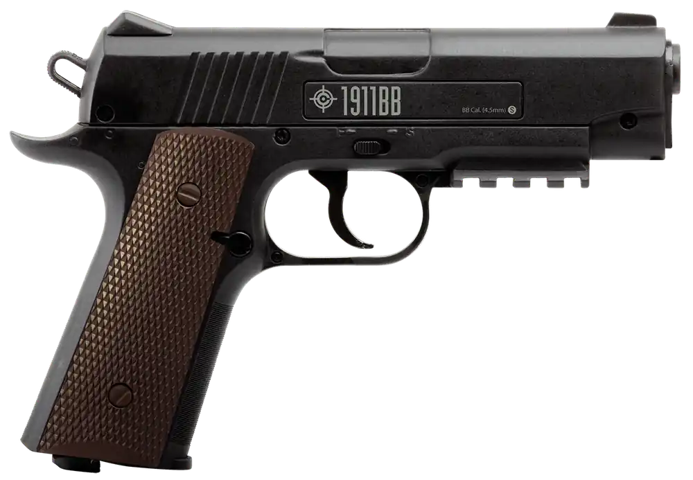 Crosman 40001 1911 Air Pistol CO2 177 BB 20rd Black Frame Checkered Black Polymer Grip