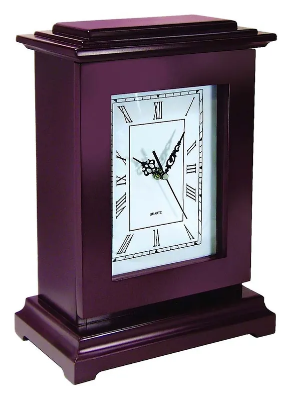 Peace Keeper Tall Gun Clock Front Panel Entry Mahogany Stain Wood Holds 1 Handgun 13.25 L x 9.50" W x 6.25" D"