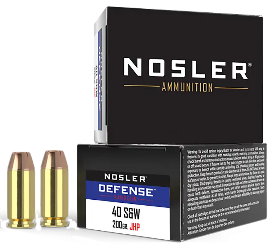 Nosler Defense 40 S&W 200 gr Jacketed Hollow Point (JHP) 20 Bx/ 10 Cs