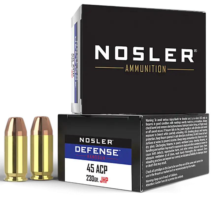 Nosler Defense 45 ACP 230 gr Jacketed Hollow Point (JHP) 20 Bx/ 10 Cs