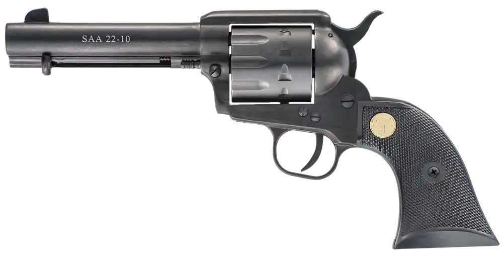 Chiappa Firearms CF340155 SAA 1873 22 LR Caliber with 4.75" Barrel, 10rd Capacity Cylinder, Overall Blued Finish Steel & Black Polymer Grip