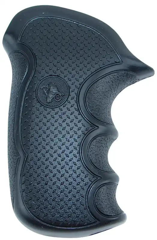 Pachmayr Diamond Pro Grip Diamond Checkering Black Rubber with Finger Grooves for Taurus Compact Public Defender with Polymer Frame