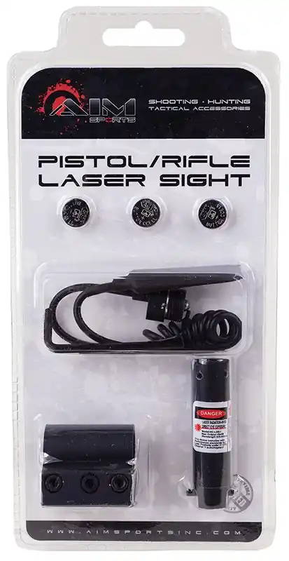 Aim Sports Pistol & Rifle Laser Sight 5mW Red Laser with 635-650nM Wavelength Up To 500 yd Range Black Anodized Finish Aluminum Includes Picatinny Mount