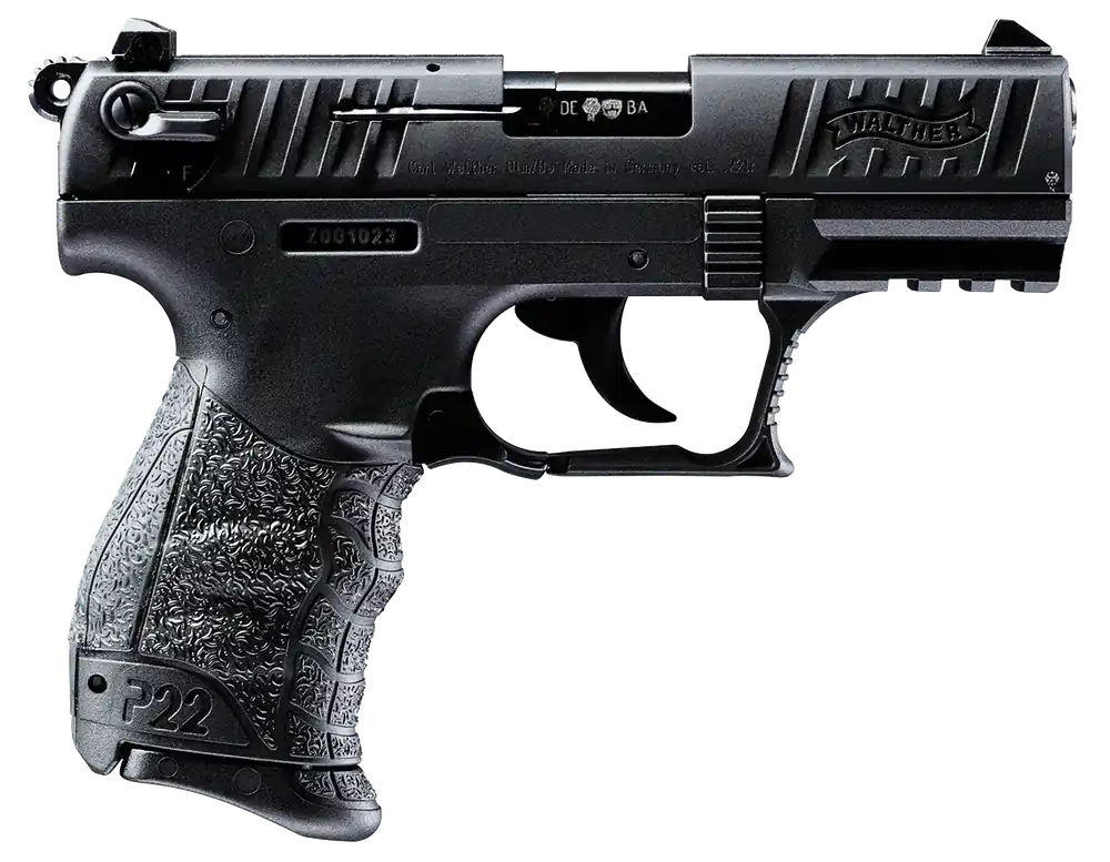 Walther P22 .22LR 3.42" 10+1 Polymer Frame Zinc Alloy Slide 3-Dot Sights Interchangeable Backstrap CA Compliant 5120333